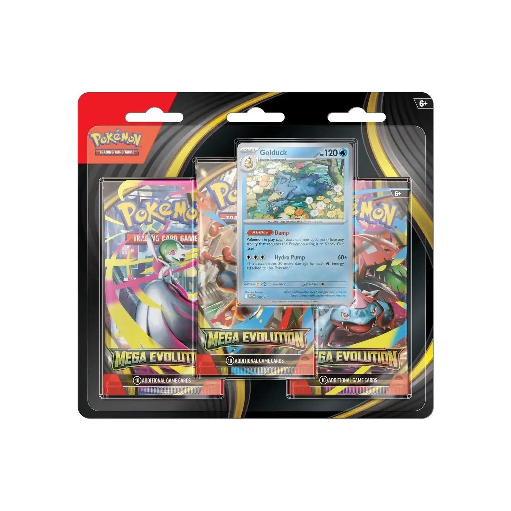 Mega Evolution Base 3-Pack Blister — Golduck (Sealed) — English — Cardelle