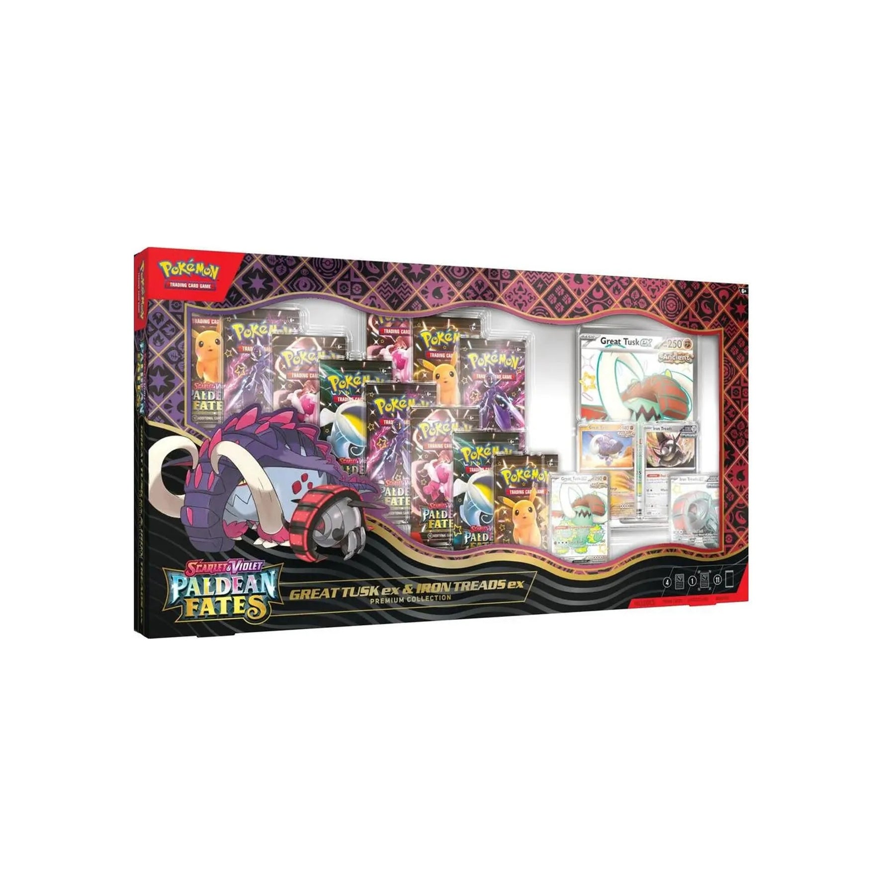 Paldean Fates Great Tusk ex & Iron Treads ex Premium Collection (Sealed) — English — Cardelle