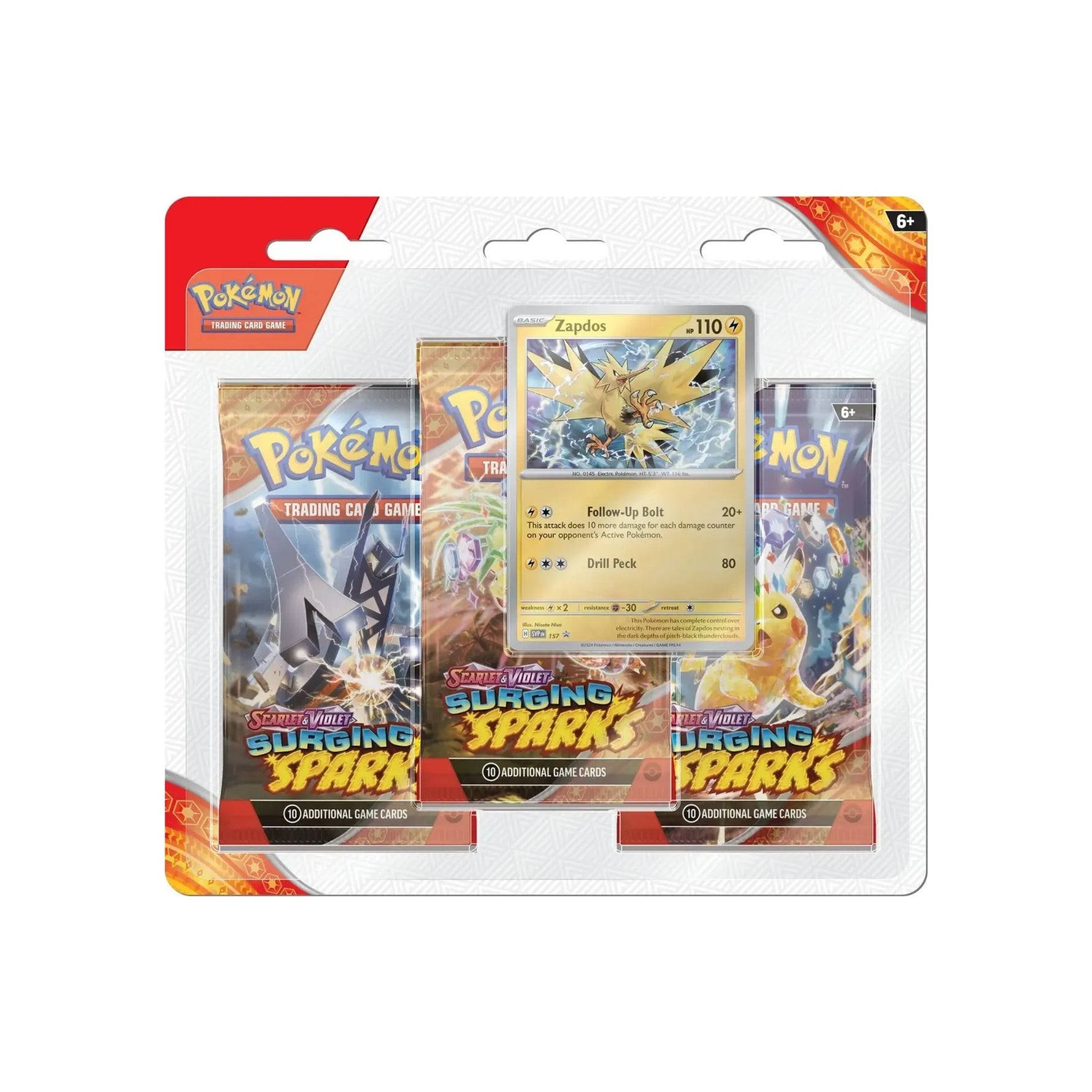 Surging Sparks 3-Pack Blister — Zapdos (Sealed) — English — Cardelle